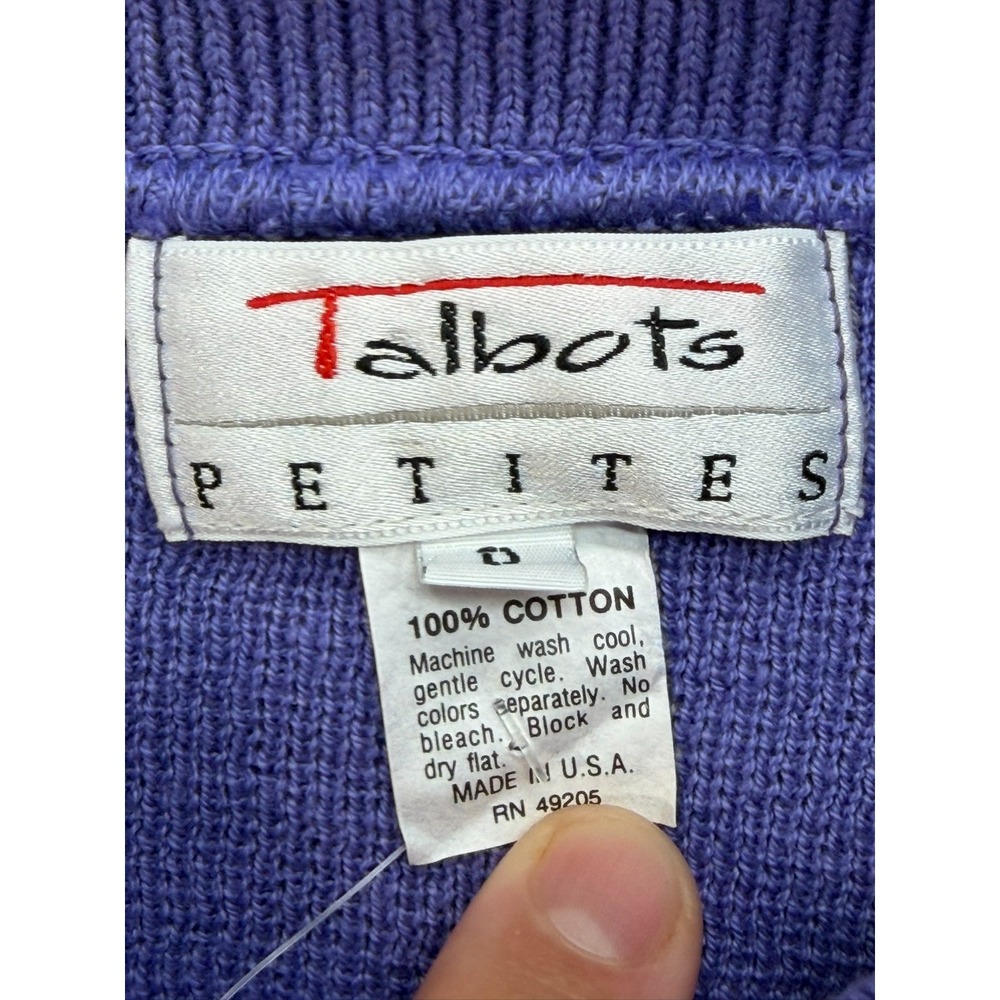 NWT Talbots Petites Women 100% Cotton Sweater Blue Made in USA Size Petite - Picture 8 of 12